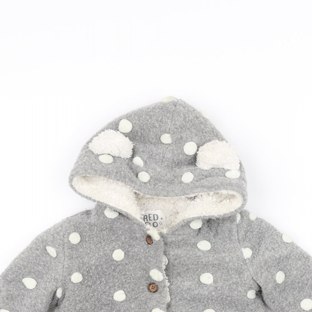 Fred & flo Baby Grey Polka Dot  Parka Coat Size 6-9 Months