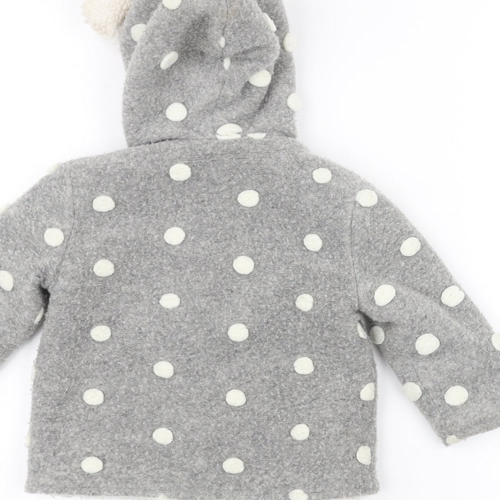 Fred & flo Baby Grey Polka Dot  Parka Coat Size 6-9 Months