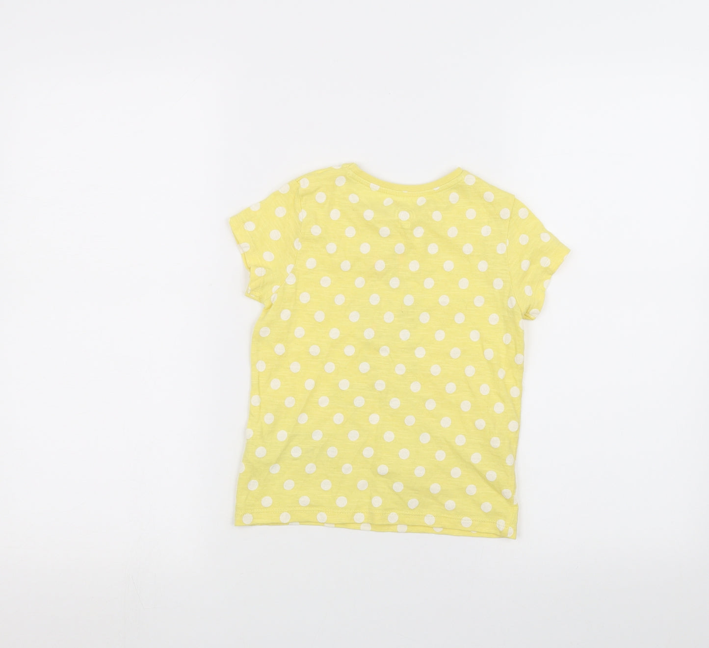 F&F  Girls Yellow Polka Dot  Basic T-Shirt Size 5-6 Years