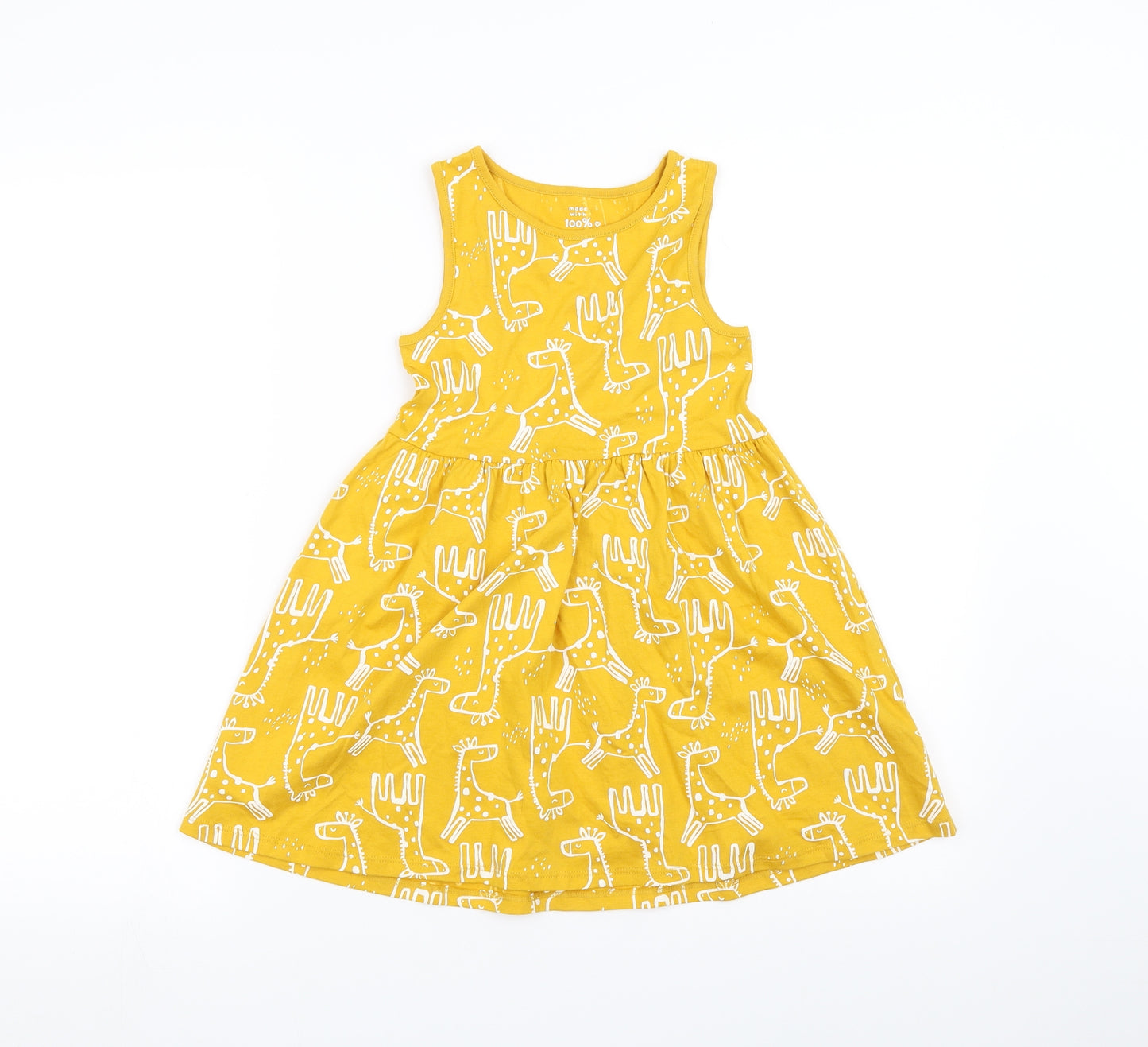 F&F Girls Yellow Polka Dot  A-Line  Size 5-6 Years