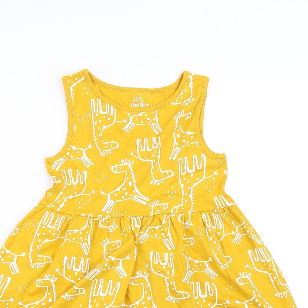 F&F Girls Yellow Polka Dot  A-Line  Size 5-6 Years