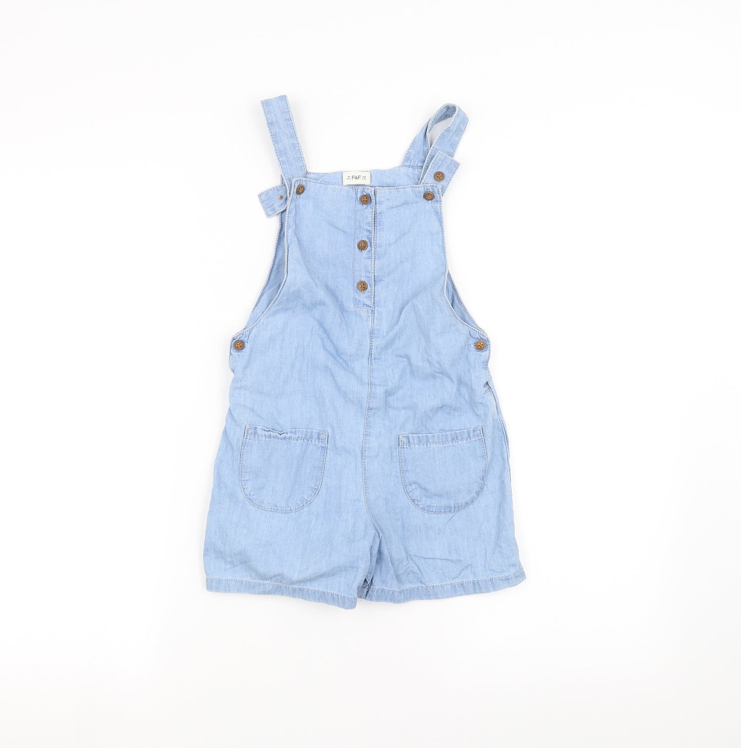 F&F Girls Blue   Dungaree One-Piece Size 5-6 Years