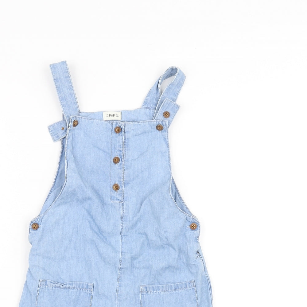 F&F Girls Blue   Dungaree One-Piece Size 5-6 Years