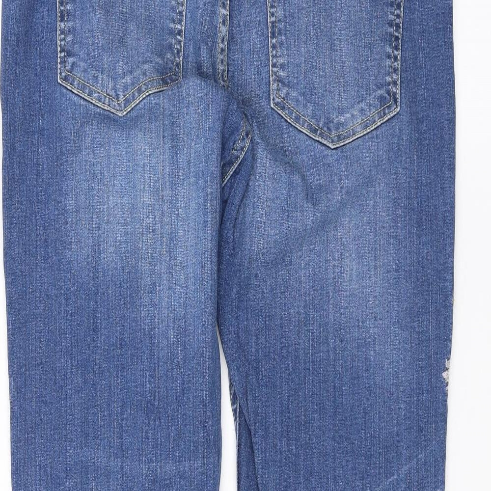 NEXT Womens Blue Floral Denim Straight Jeans Size 14 L27 in