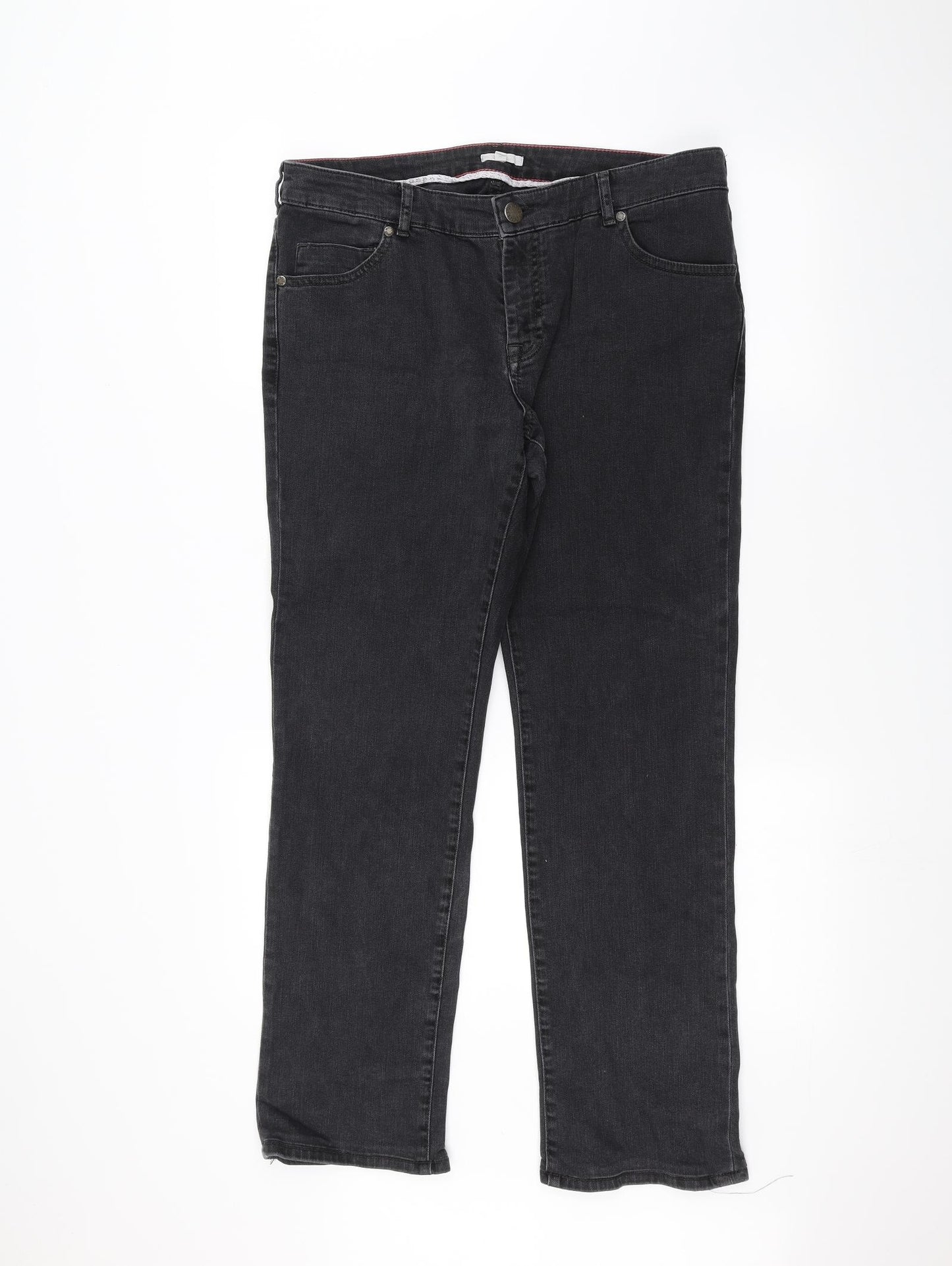White Stuff Womens Black  Denim Straight Jeans Size 16 L25 in
