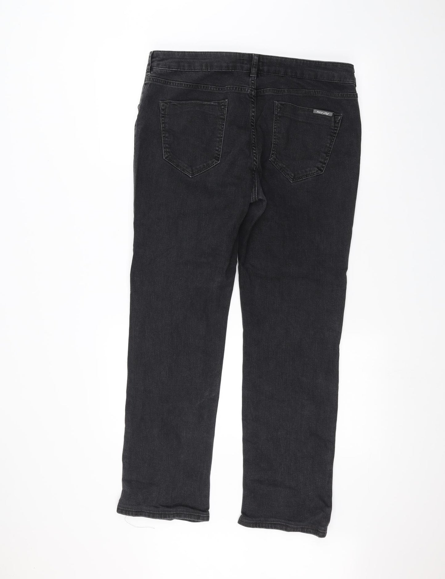 White Stuff Womens Black  Denim Straight Jeans Size 16 L25 in