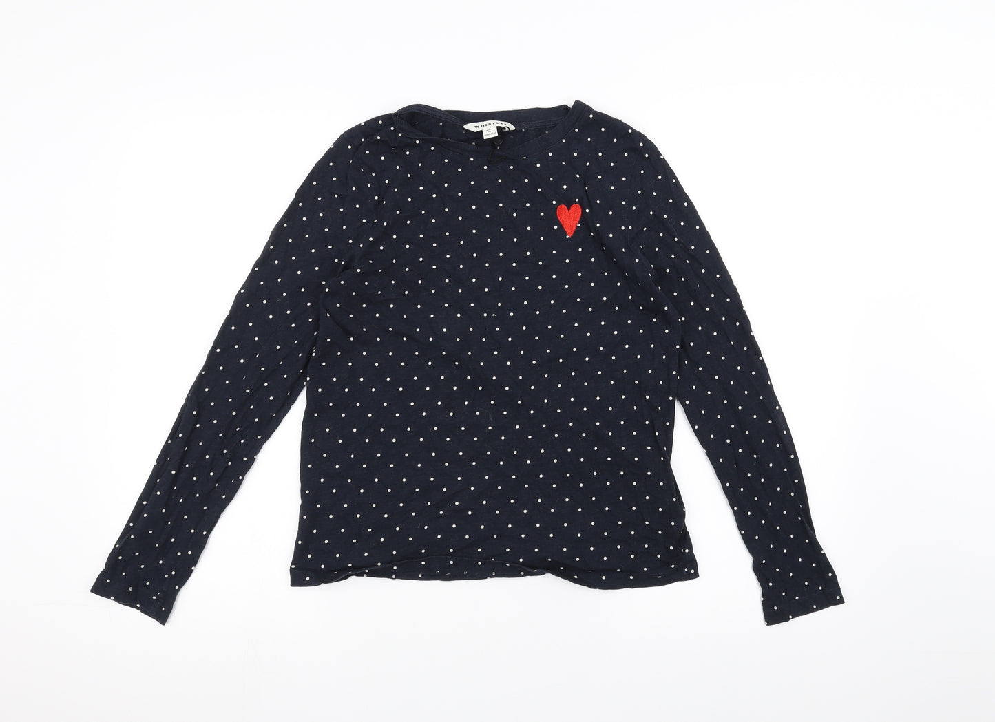 Whistles Womens Blue Polka Dot  Basic T-Shirt Size S