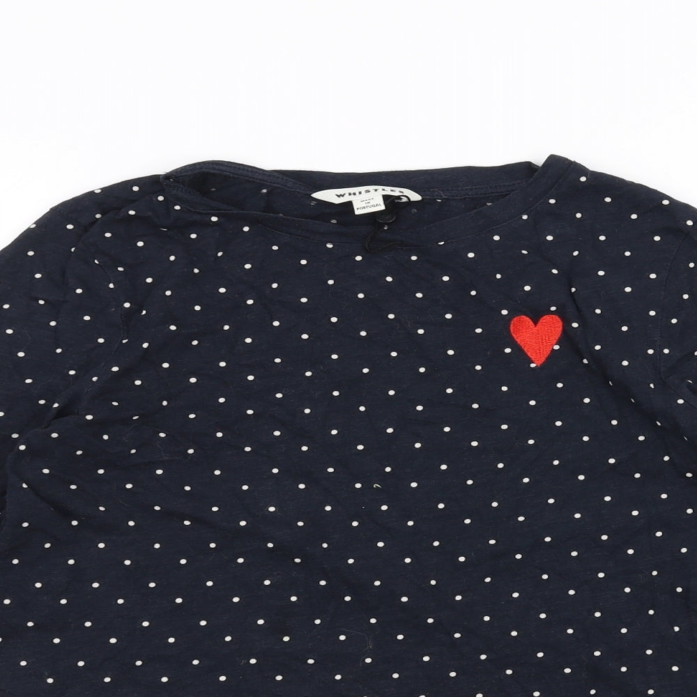 Whistles Womens Blue Polka Dot  Basic T-Shirt Size S
