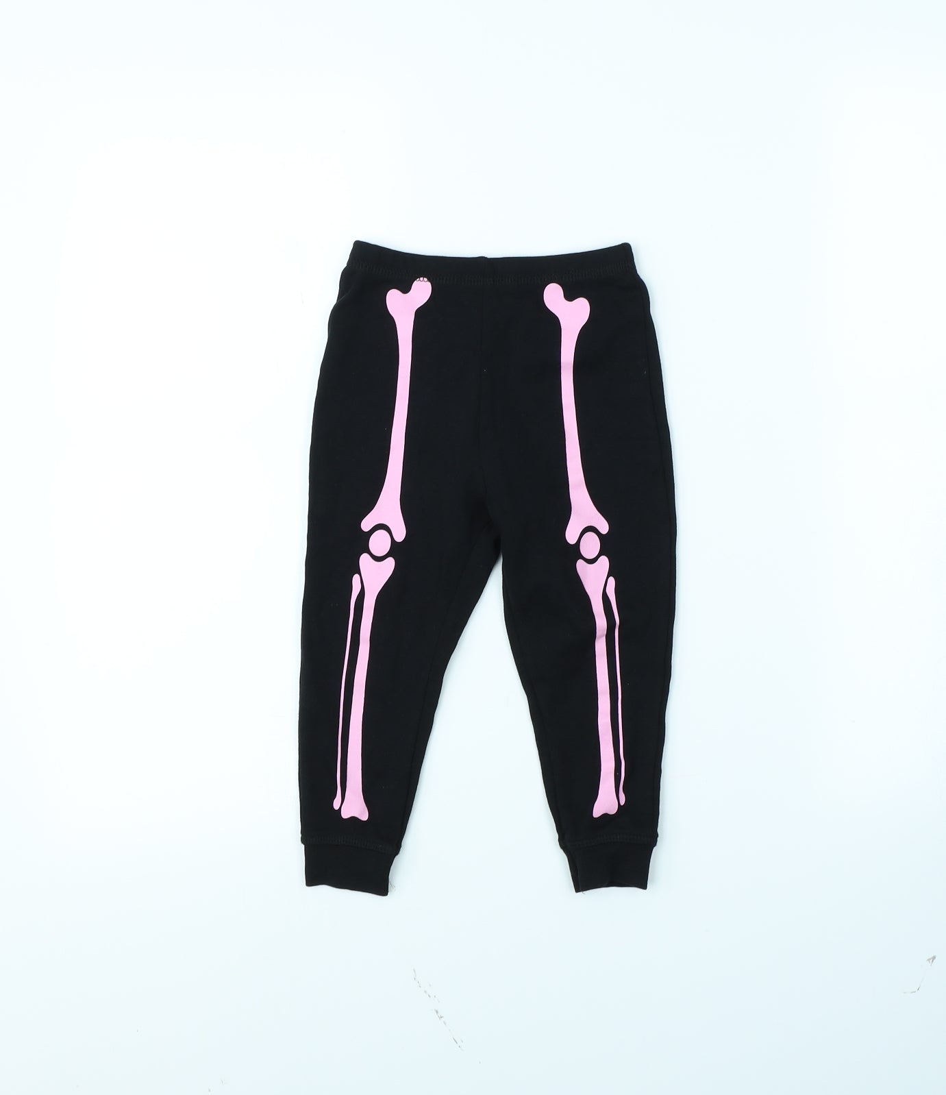 George Girls Black   Jogger Trousers Size 2 Years - Skeleton