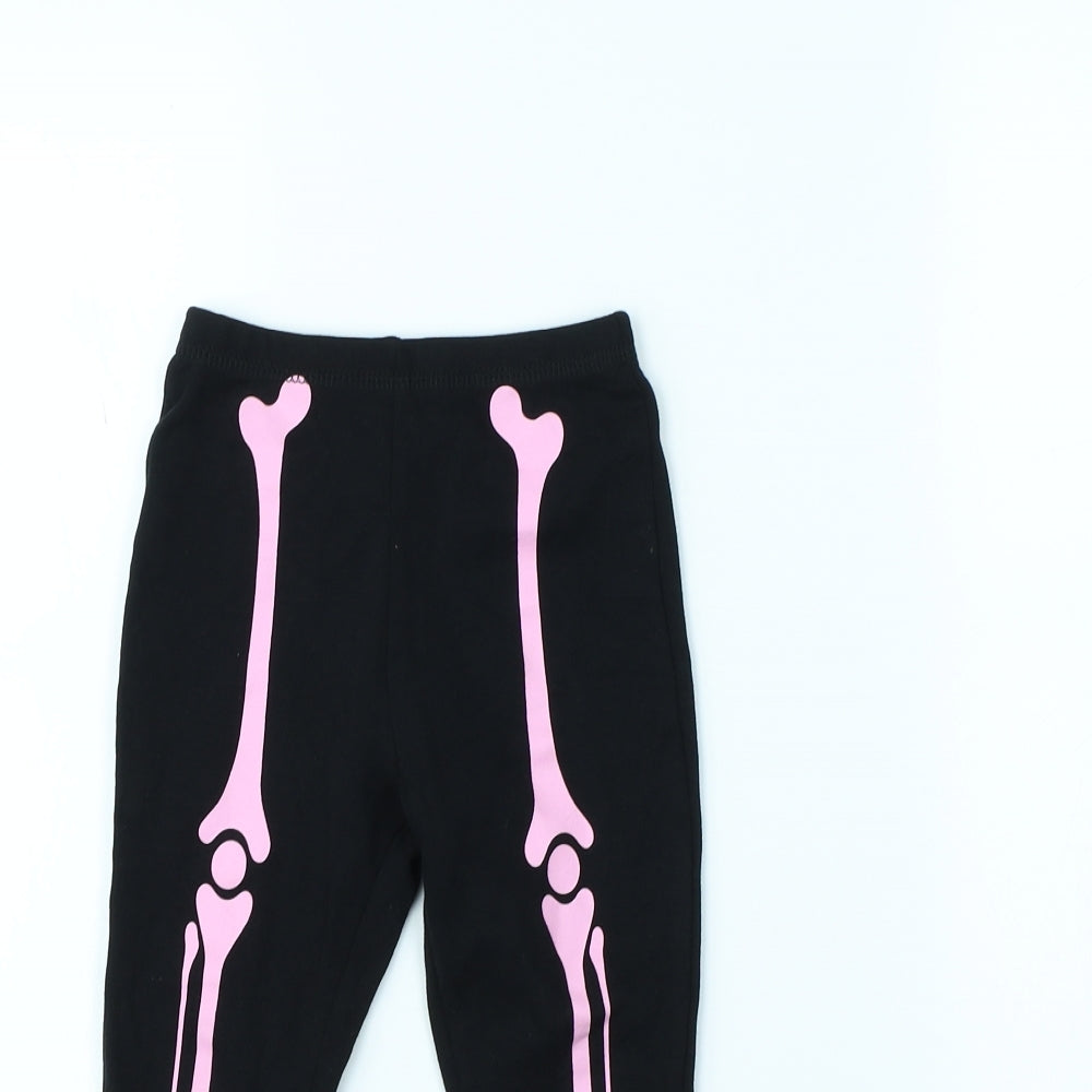 George Girls Black   Jogger Trousers Size 2 Years - Skeleton