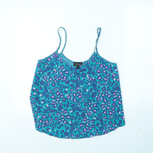 Topshop Womens Green Animal Print  Basic Tank Size 10