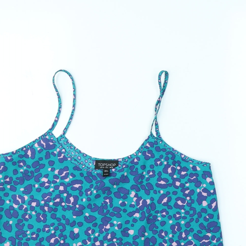Topshop Womens Green Animal Print  Basic Tank Size 10