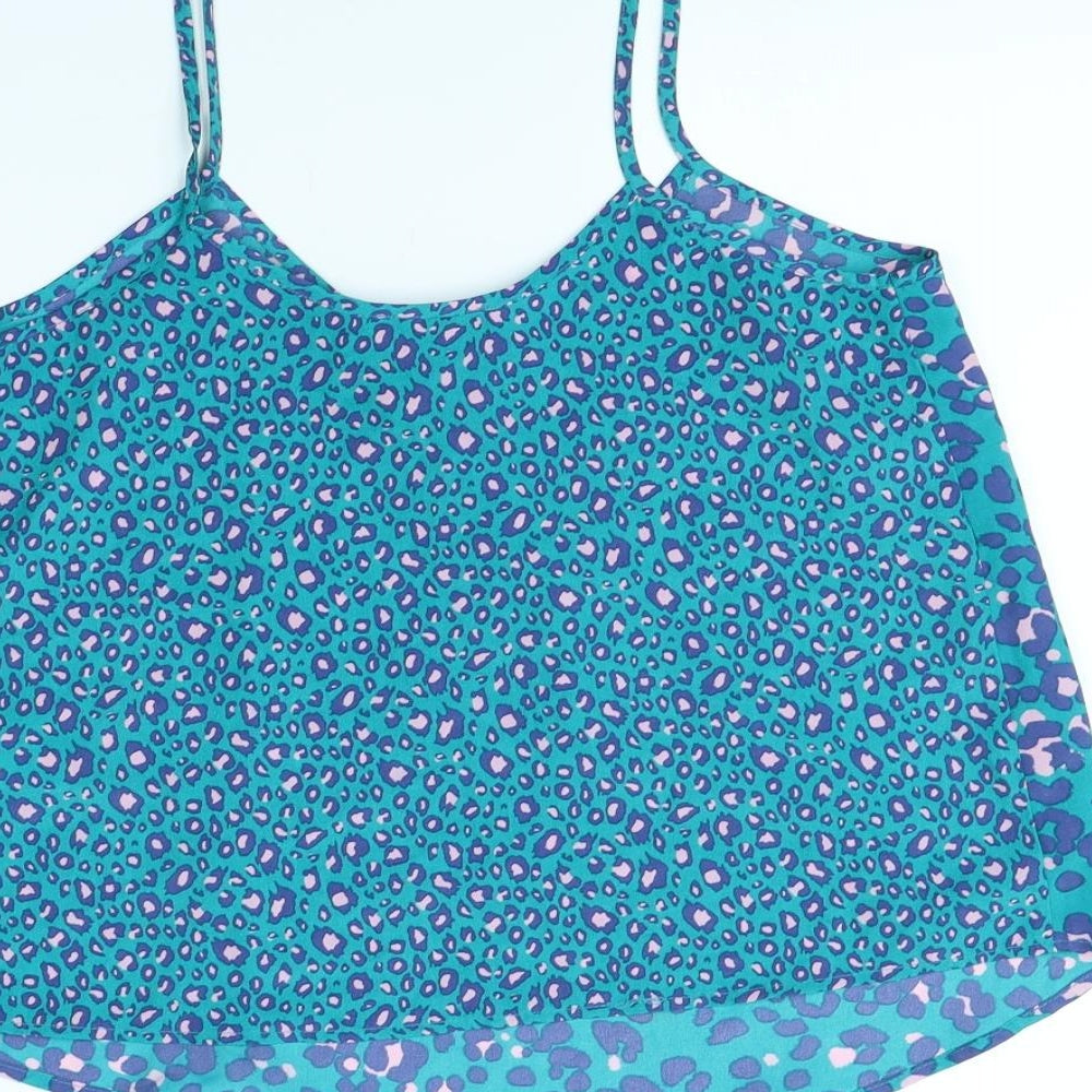 Topshop Womens Green Animal Print  Basic Tank Size 10
