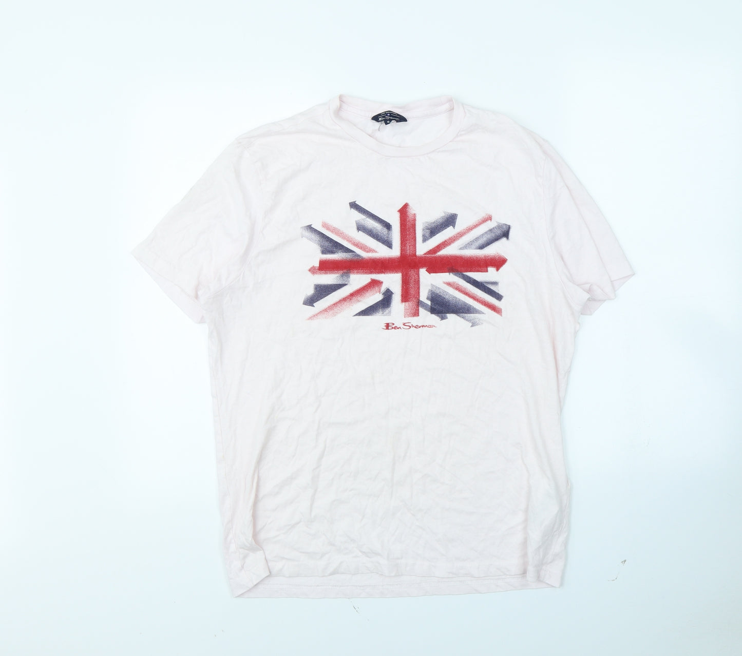 Ben Sherman Mens Pink    T-Shirt Size M  - Union Jack