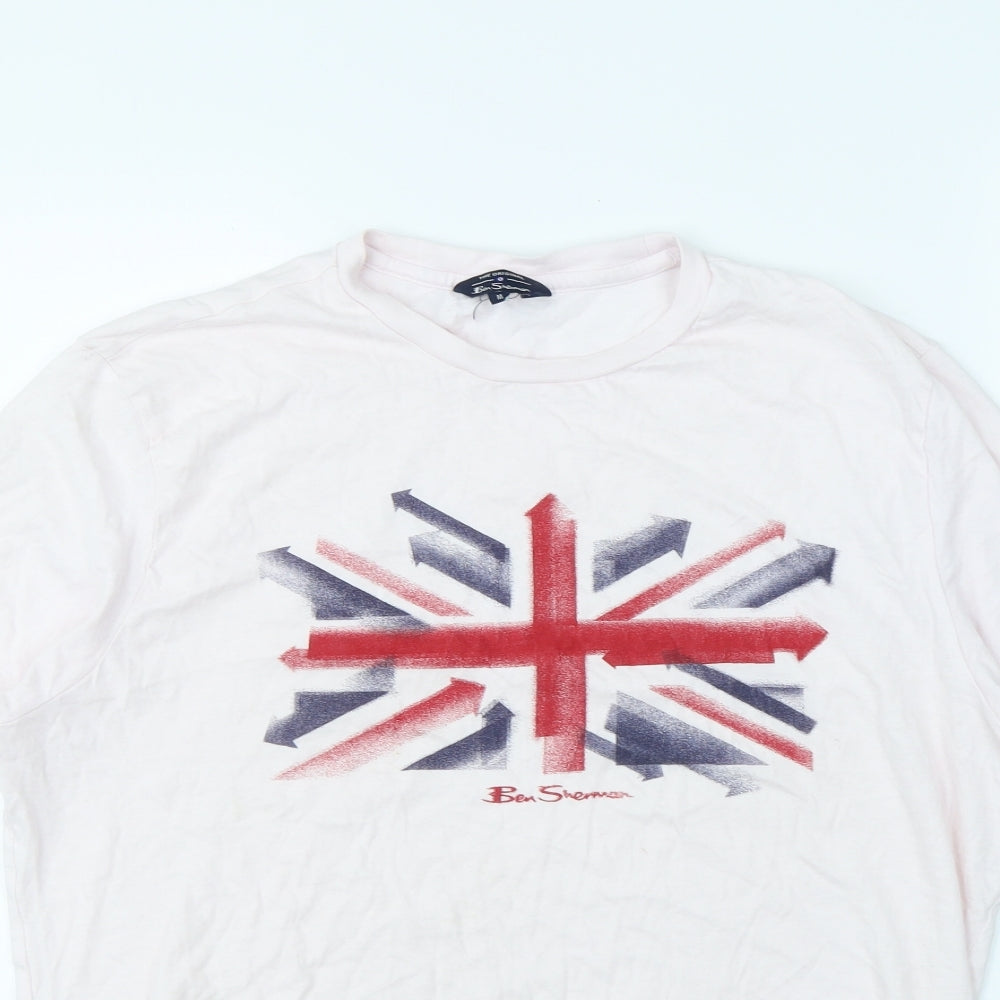 Ben Sherman Mens Pink    T-Shirt Size M  - Union Jack