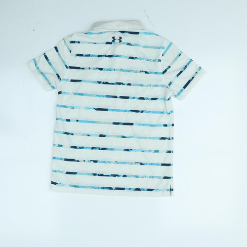 Under armour Boys White Striped  Basic Polo Size 8 Years