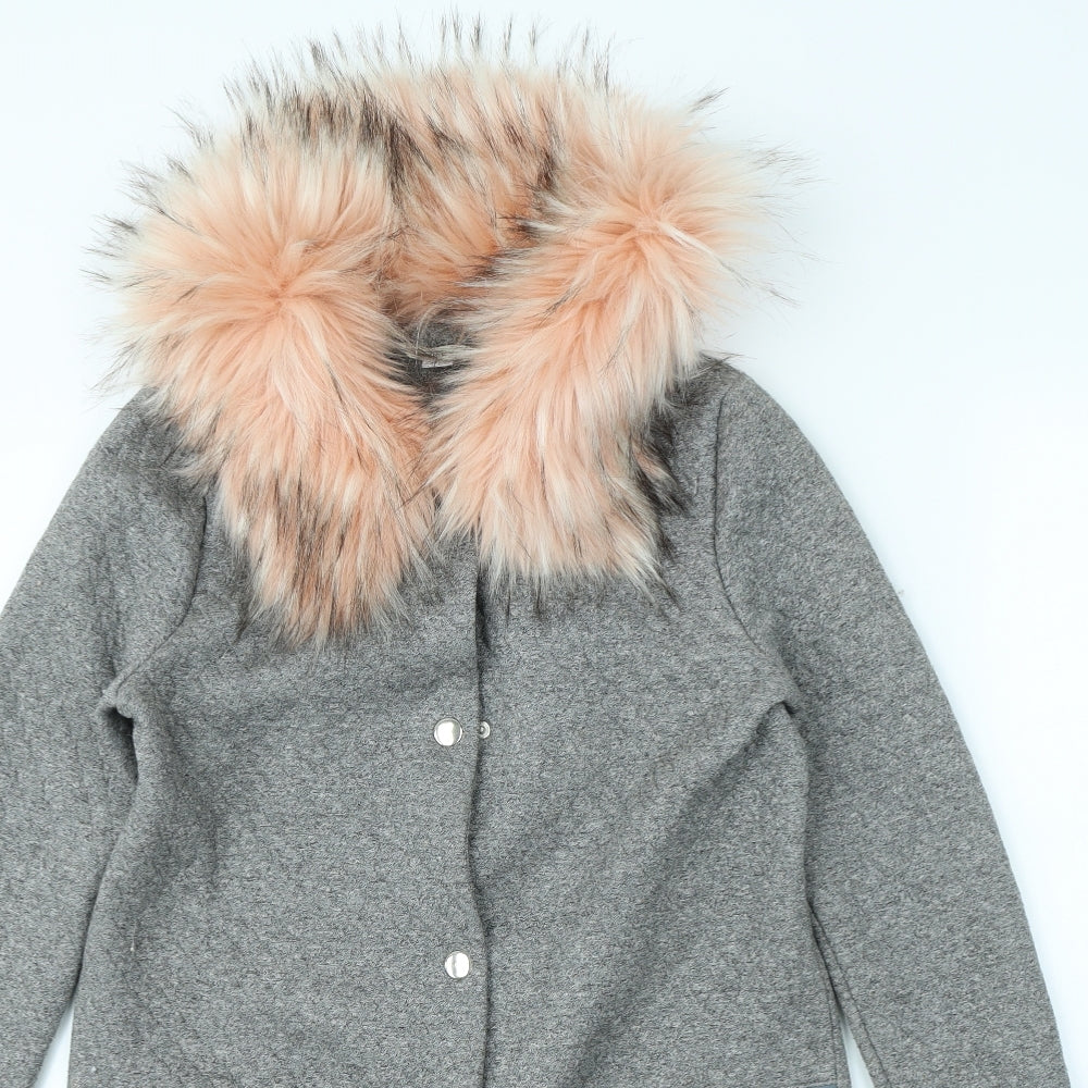 River Island Girls Grey   Overcoat Coat Size 12 Years