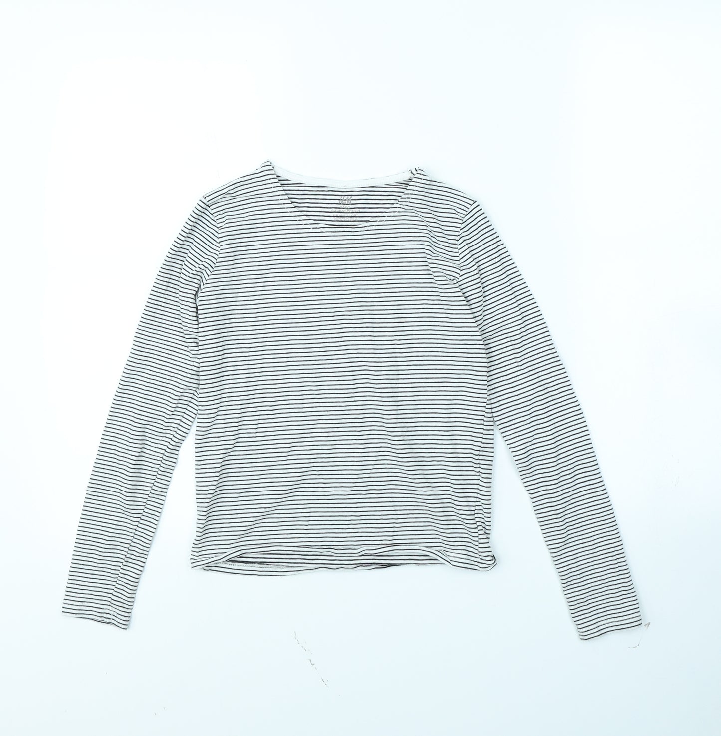H&M Girls White Striped  Basic T-Shirt Size 10 Years