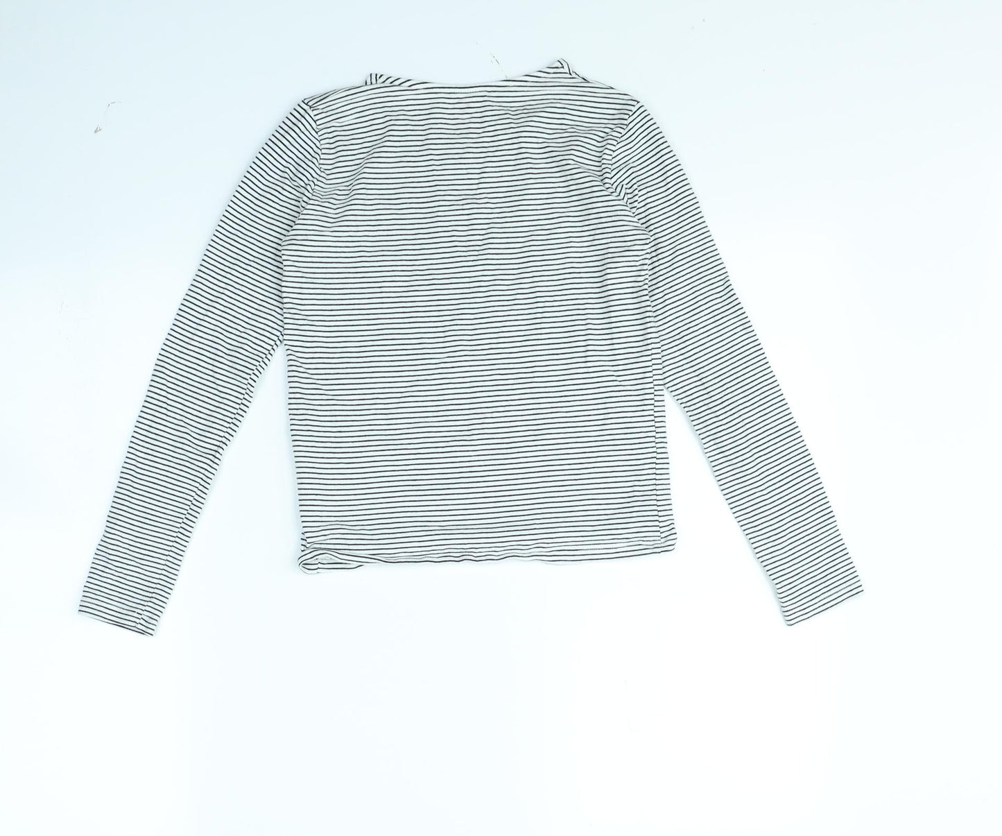 H&M Girls White Striped  Basic T-Shirt Size 10 Years