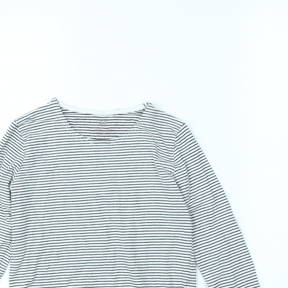 H&M Girls White Striped  Basic T-Shirt Size 10 Years