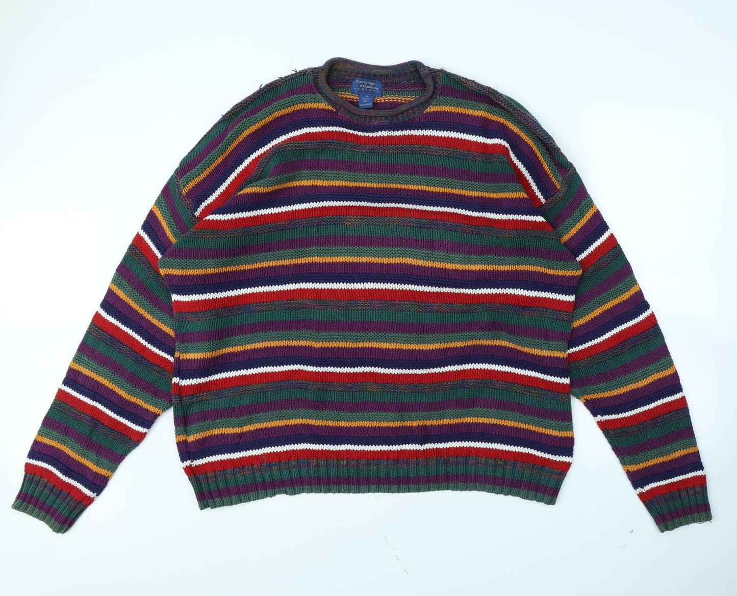 Cambridge Mens Multicoloured Striped  Pullover Jumper Size XL