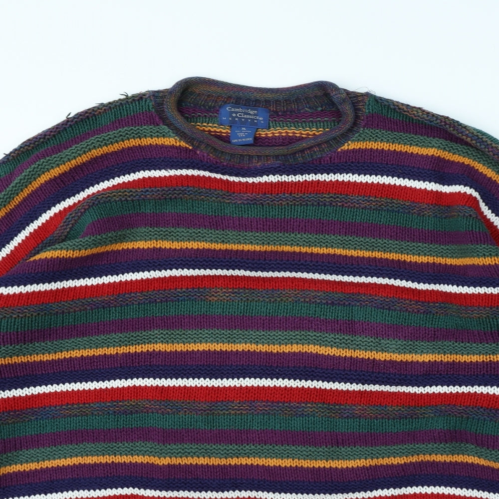 Cambridge Mens Multicoloured Striped  Pullover Jumper Size XL