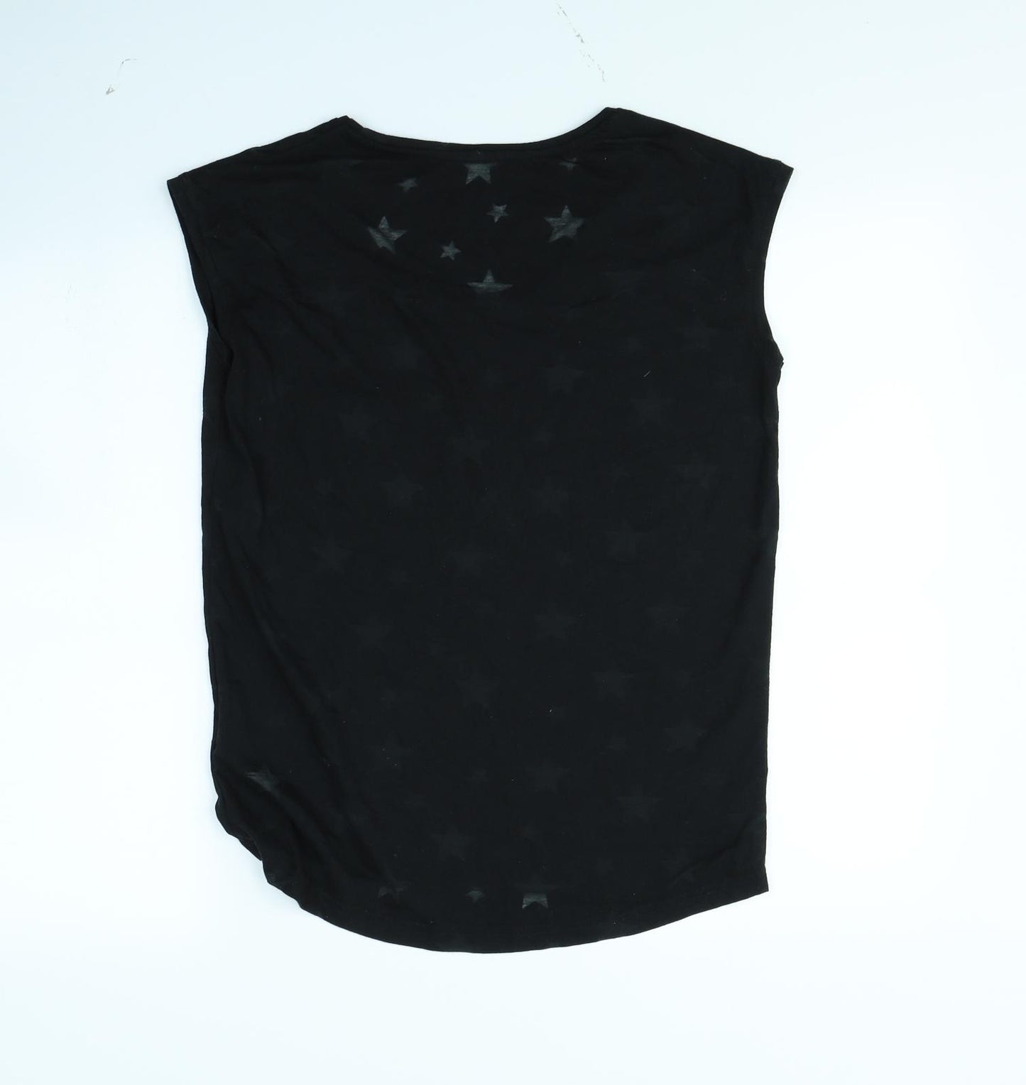 Beach Time Womens Black   Basic T-Shirt Size 10  - Star pattern