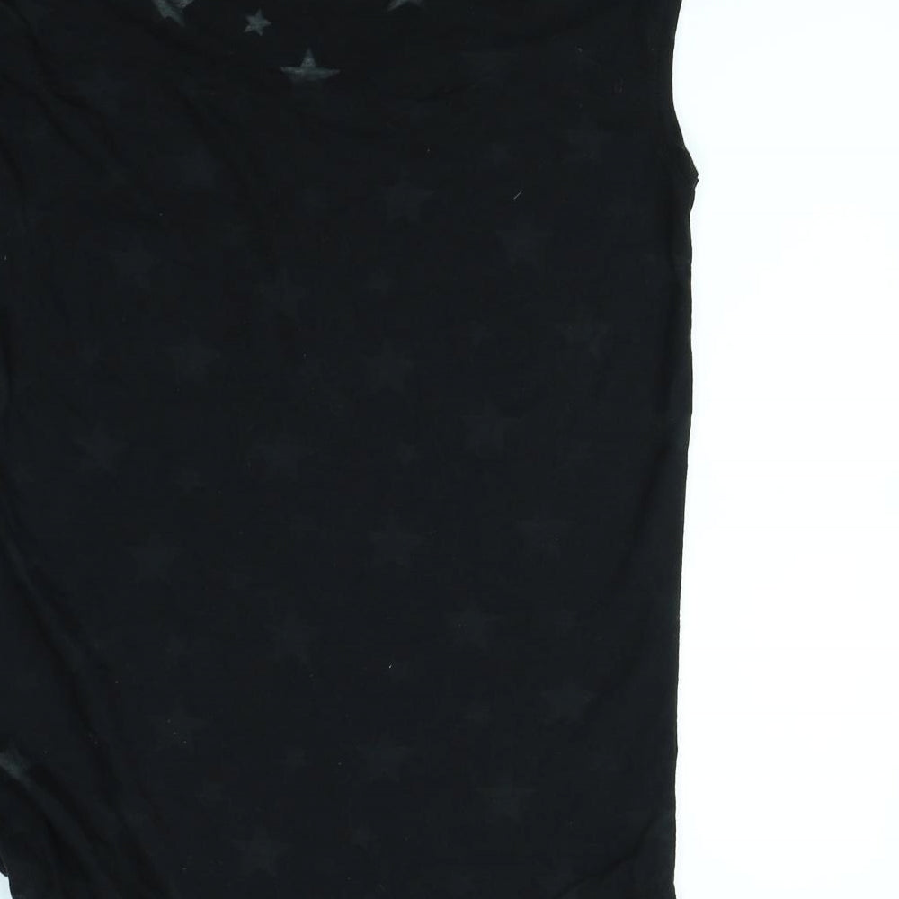 Beach Time Womens Black   Basic T-Shirt Size 10  - Star pattern