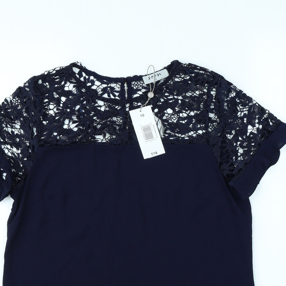 Soon Womens Blue   Basic Blouse Size 10