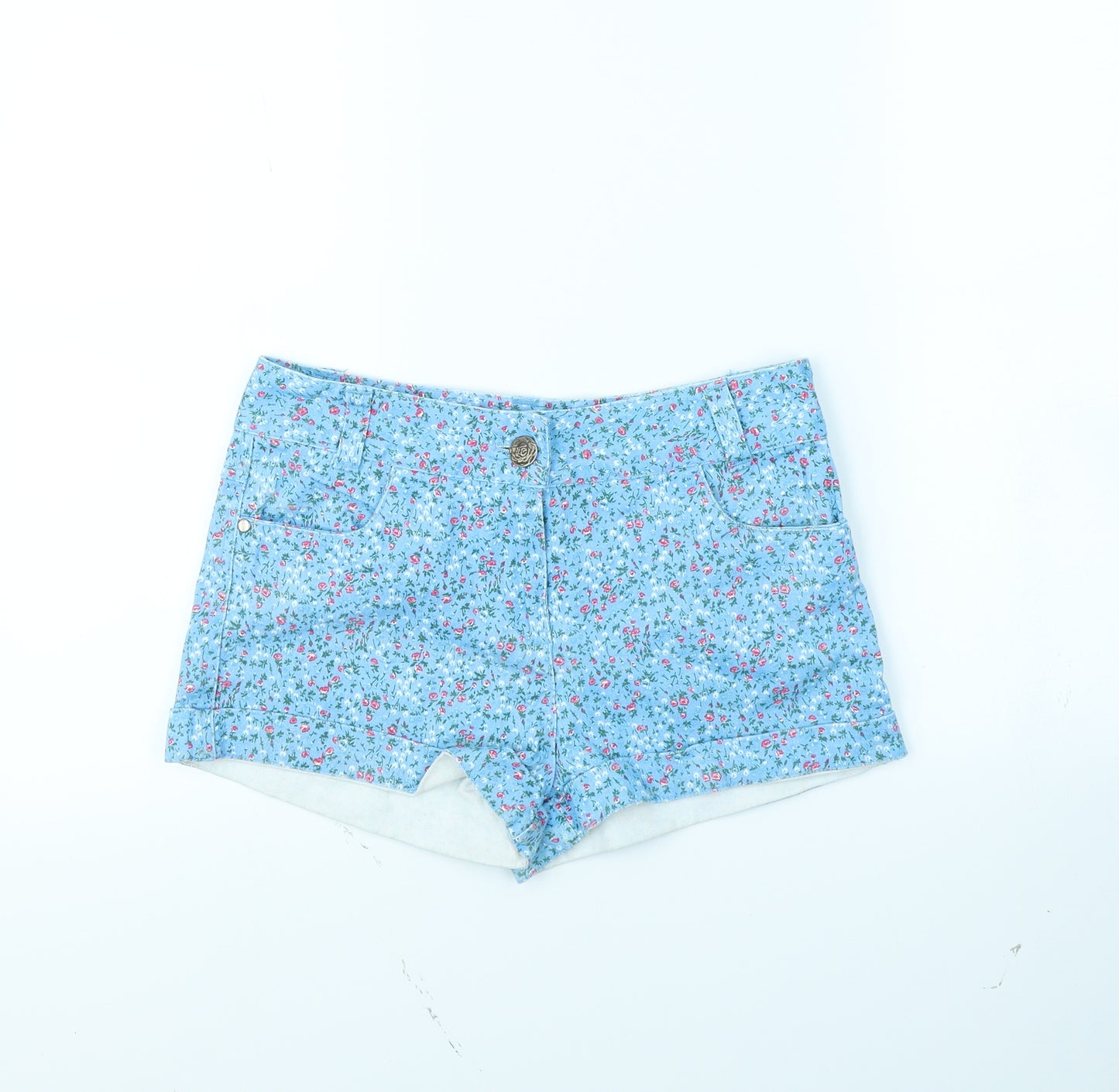 Denim & Co. Womens Blue Floral  Cut-Off Shorts Size 10