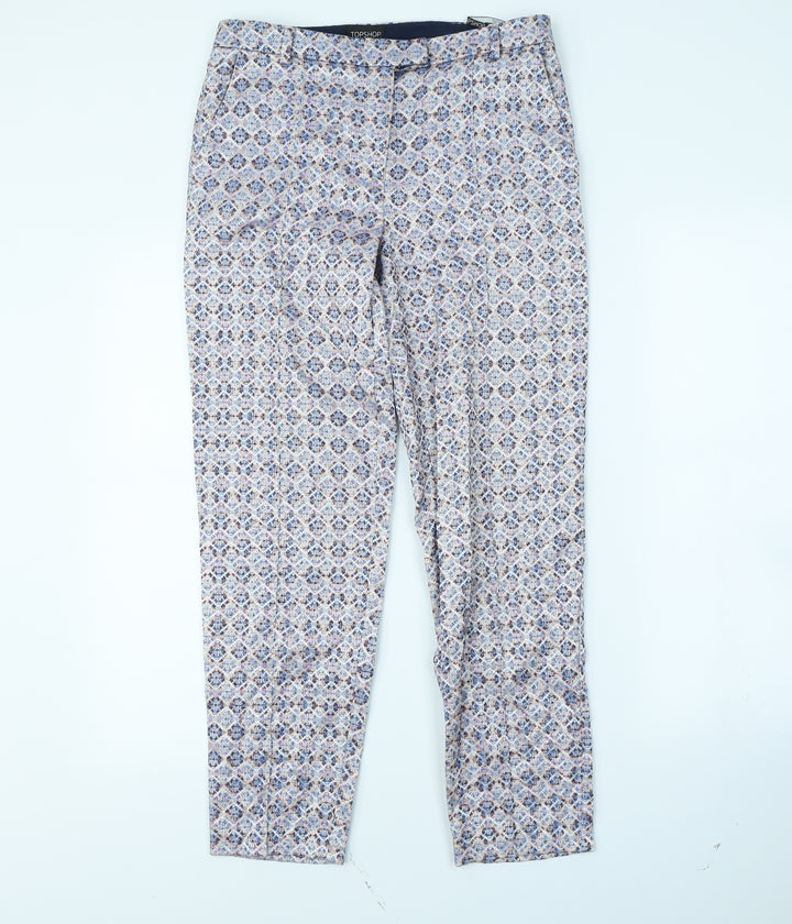 Topshop Womens Multicoloured Geometric Trousers Size 10 L30 in