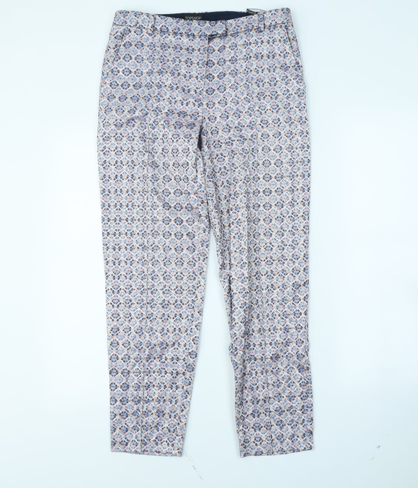 Topshop Womens Multicoloured Geometric  Trousers  Size 10 L30 in