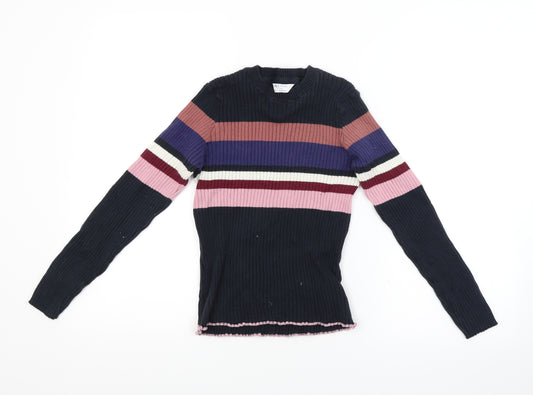 Front view of Marks & Spencer girls’ beige striped jumper, size 10-11, years