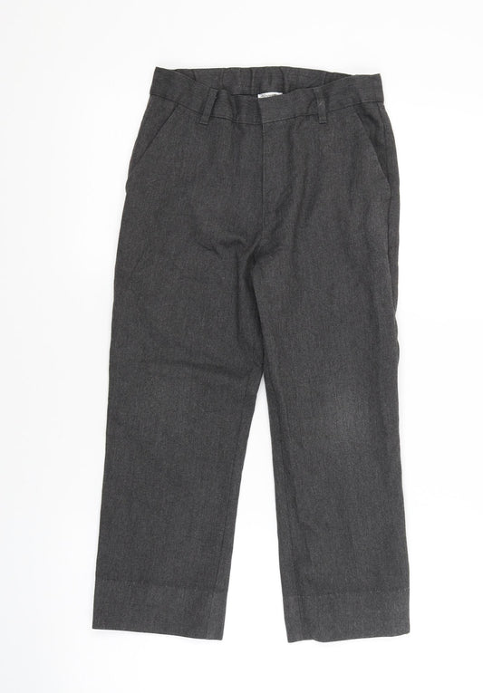 Front view of schoolwear boys’ grey dress pants trousers, size 9, years