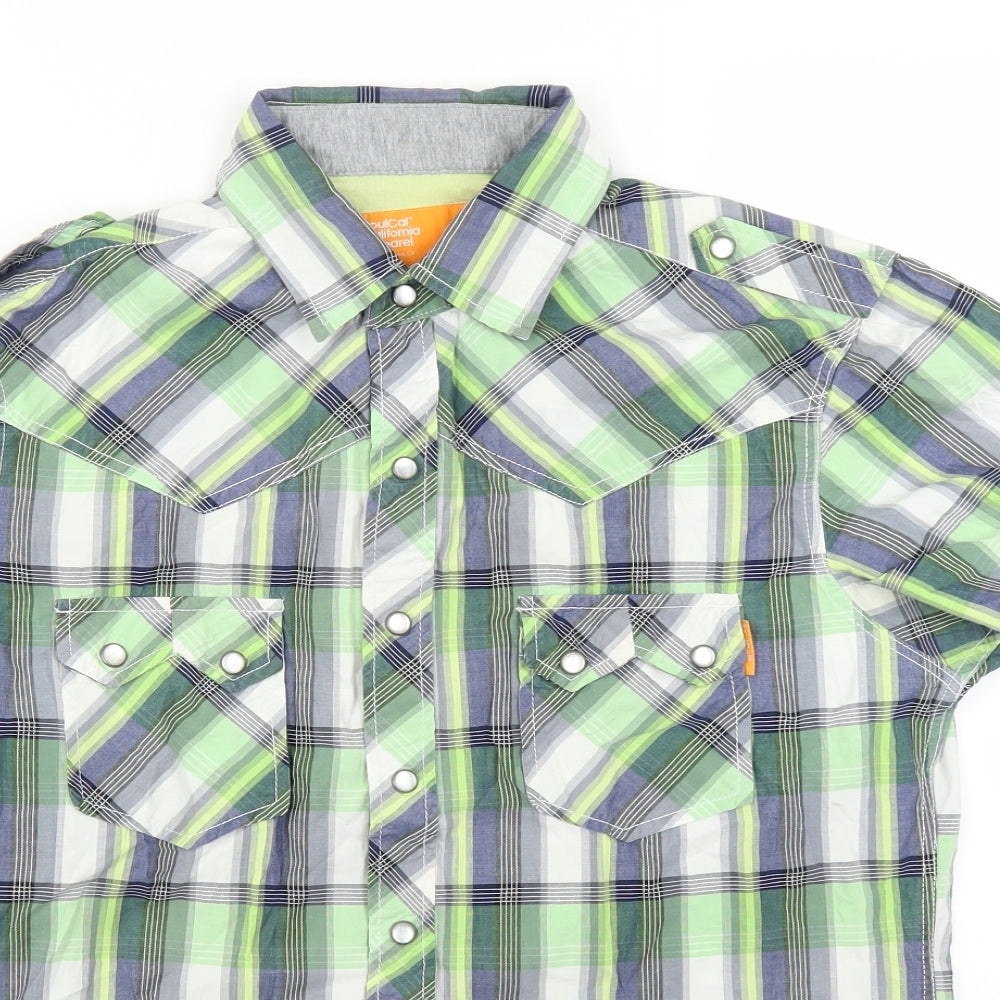 SoulCal&Co Mens Green Plaid   Button-Up Size M