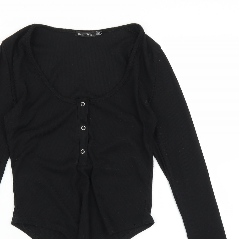 I SAW IT FIRST Womens Black   Bodysuit One-Piece Size 8