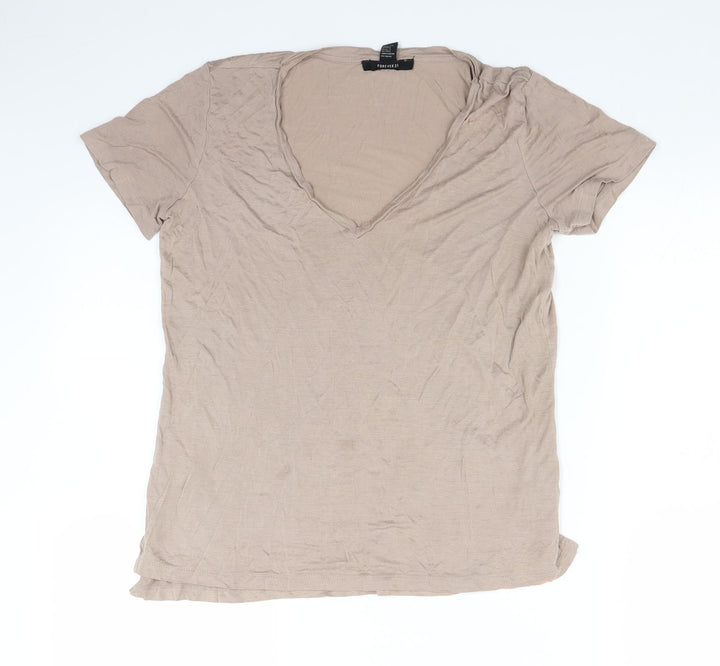 FOREVER 21 Womens Beige Basic T-Shirt Size S
