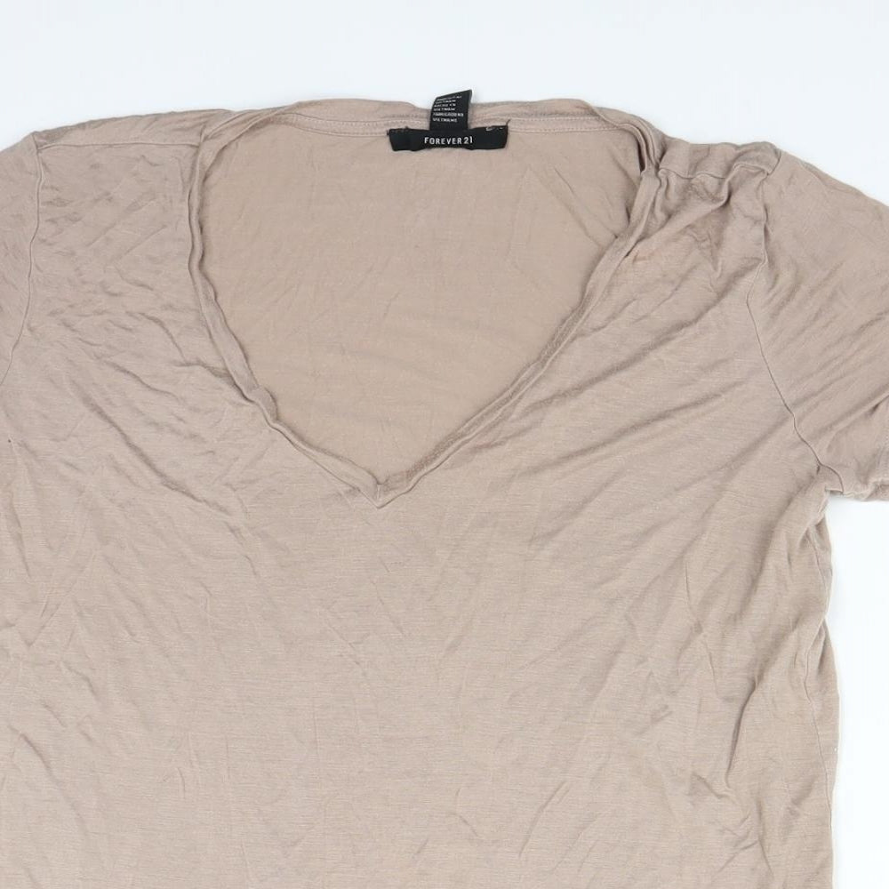 FOREVER 21 Womens Beige   Basic T-Shirt Size S