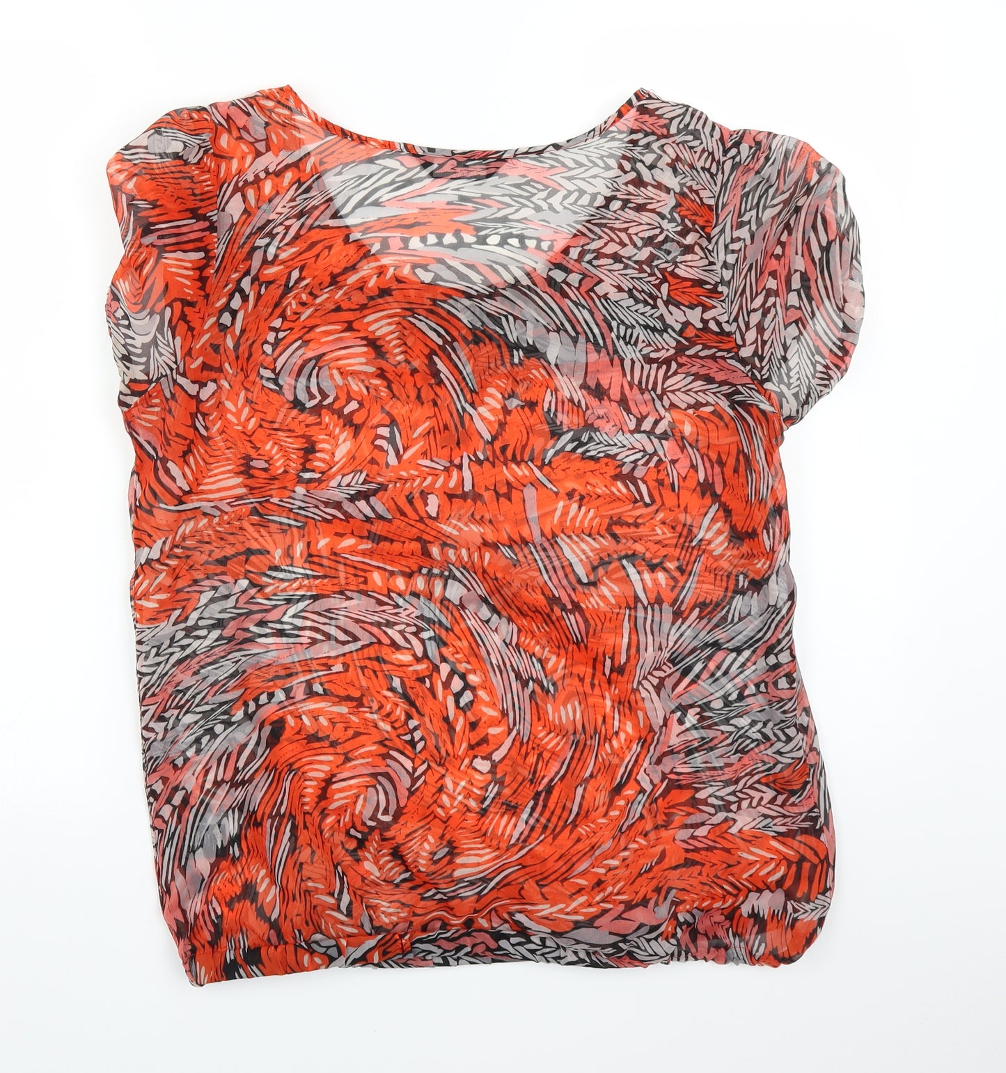 F&F Womens Orange Floral Chiffon Basic Blouse Size 12