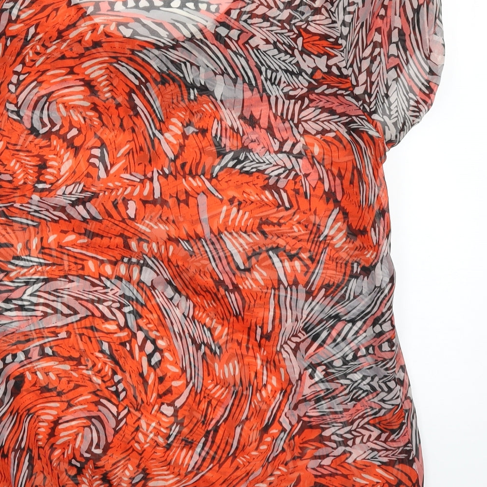 F&F Womens Orange Floral Chiffon Basic Blouse Size 12