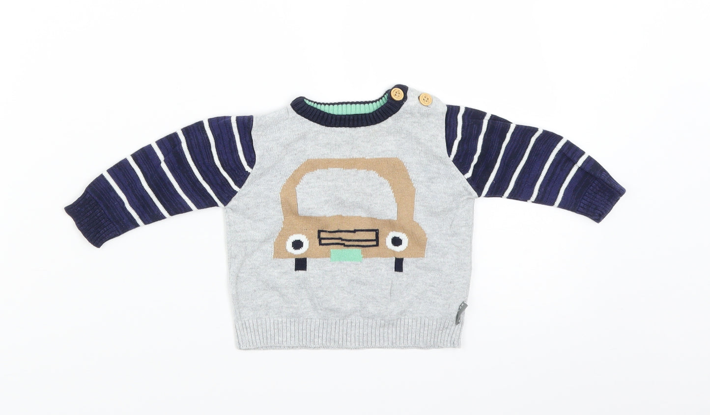 Nutmeg Baby Grey   Pullover Jumper Size 0-3 Months  - car