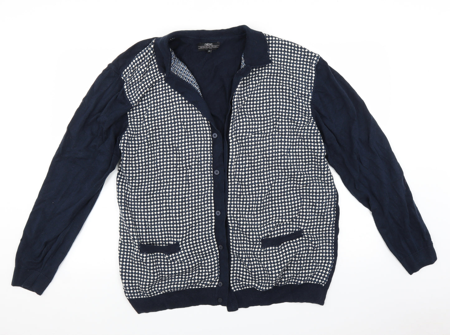 NEXT Womens Blue Argyle/Diamond  Cardigan Jumper Size 3XL