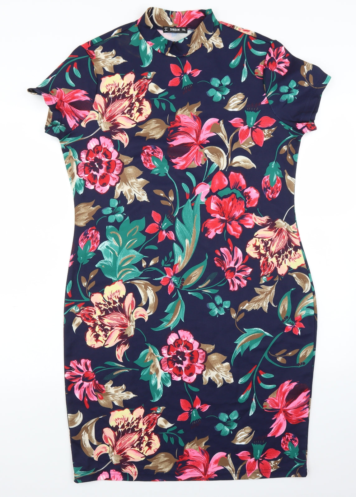 SheIn Womens Blue Floral  Pencil Dress  Size XL