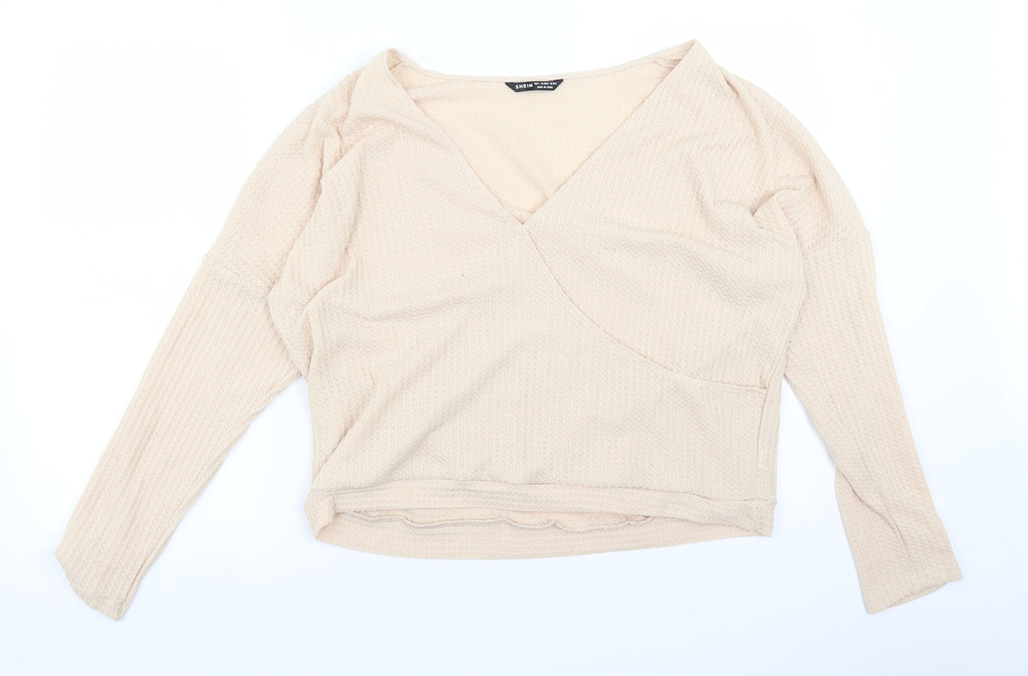 SheIn Womens Beige   Wrap Blouse Size L