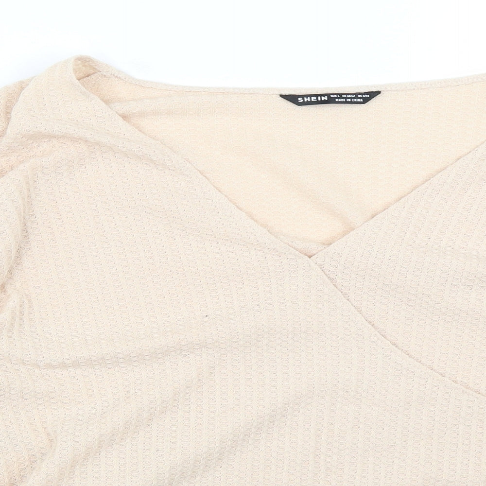 SheIn Womens Beige   Wrap Blouse Size L