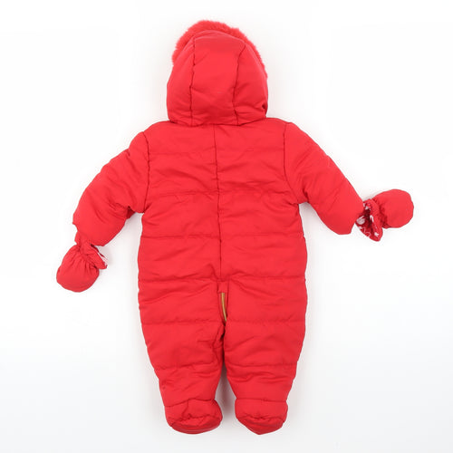 George Girls Red   Puffer Jacket Snowsuit Size 0-3 Months  - minnie mouse