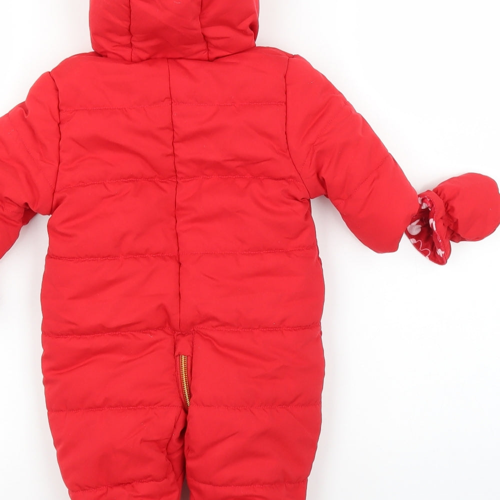 George Girls Red   Puffer Jacket Snowsuit Size 0-3 Months  - minnie mouse