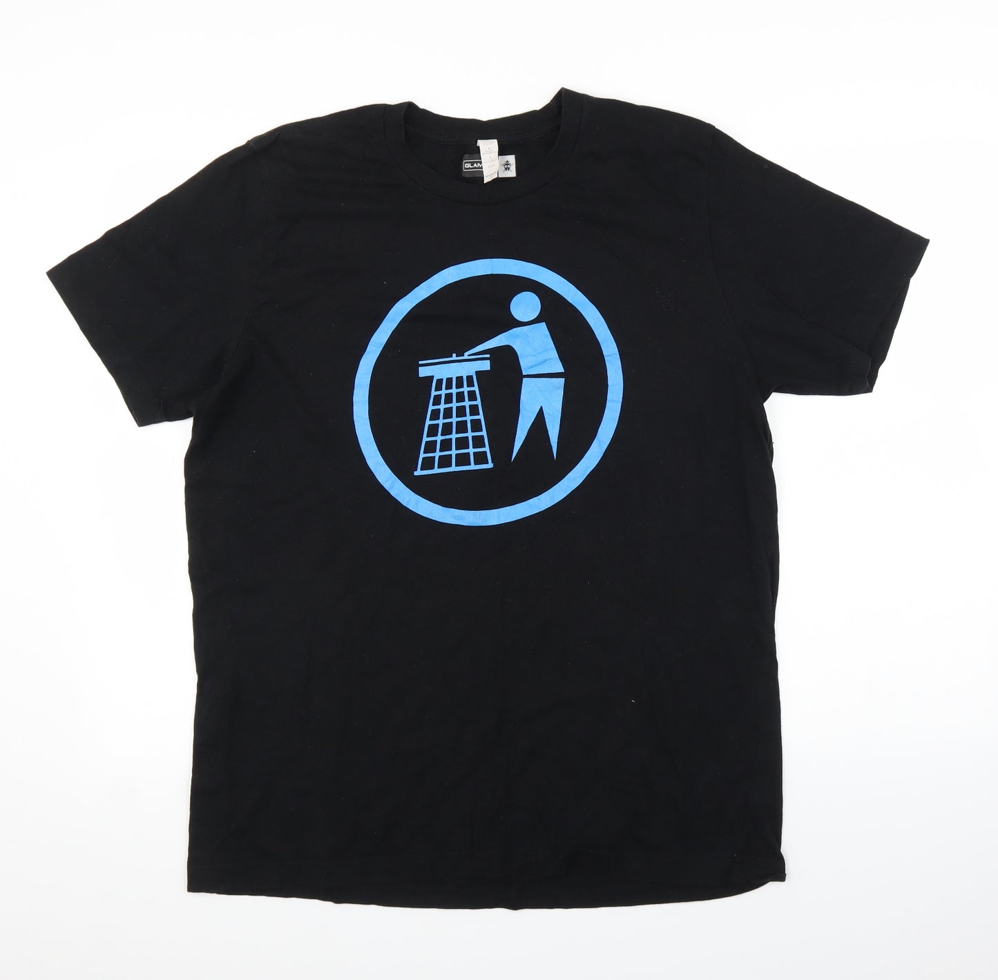 glamzoo Mens Black    T-Shirt Size L