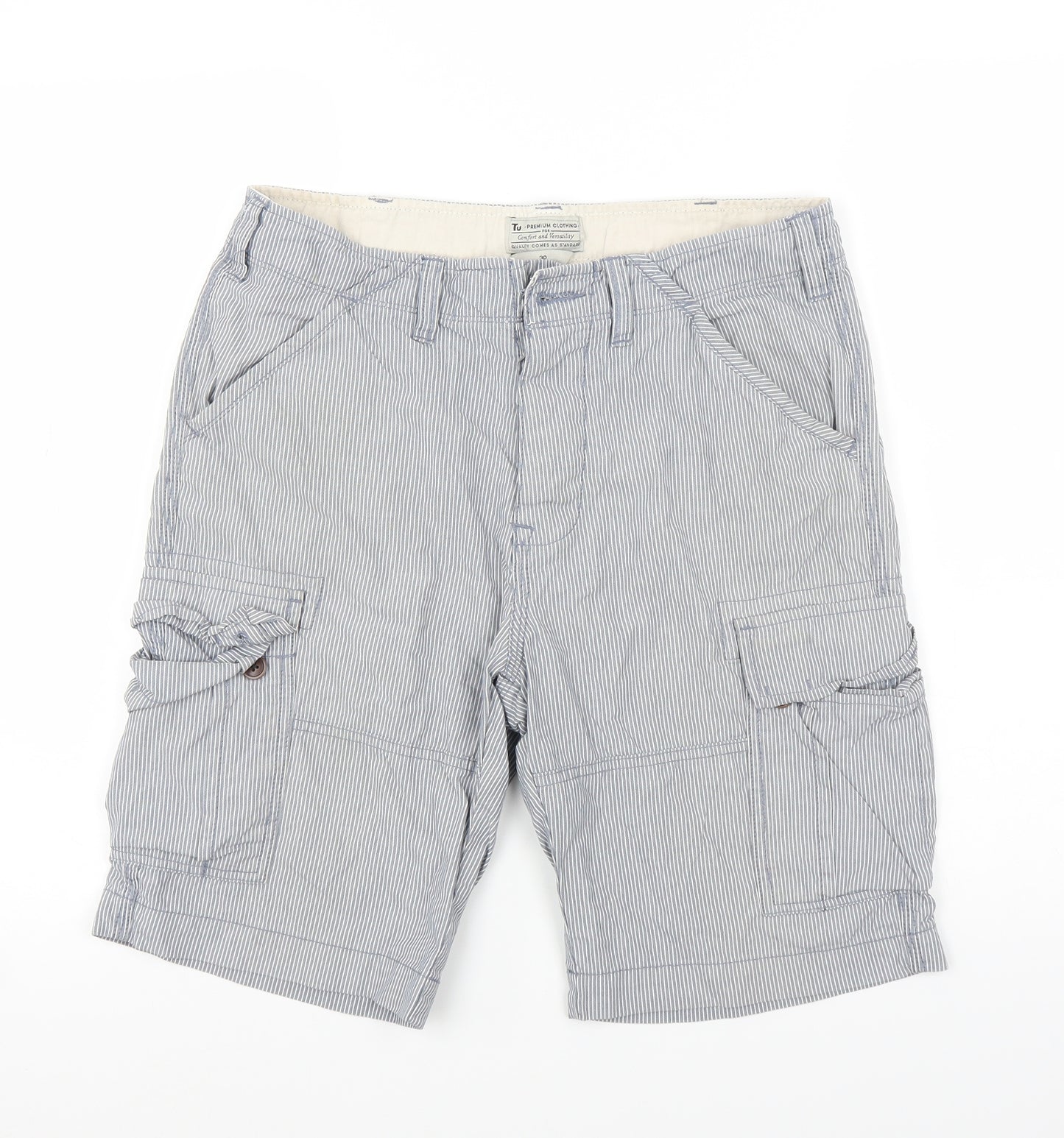 TU Mens Blue Striped  Bermuda Shorts Size 30 in