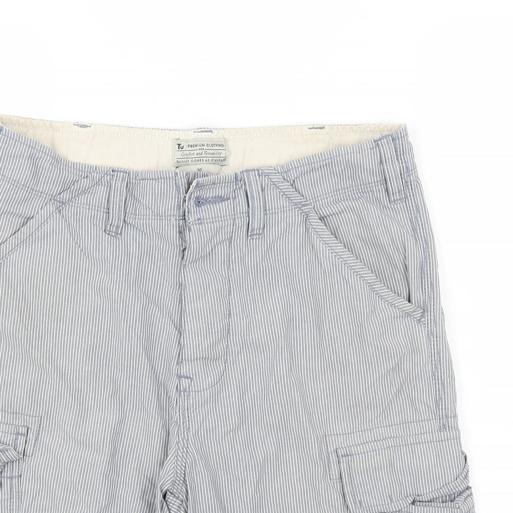 TU Mens Blue Striped  Bermuda Shorts Size 30 in